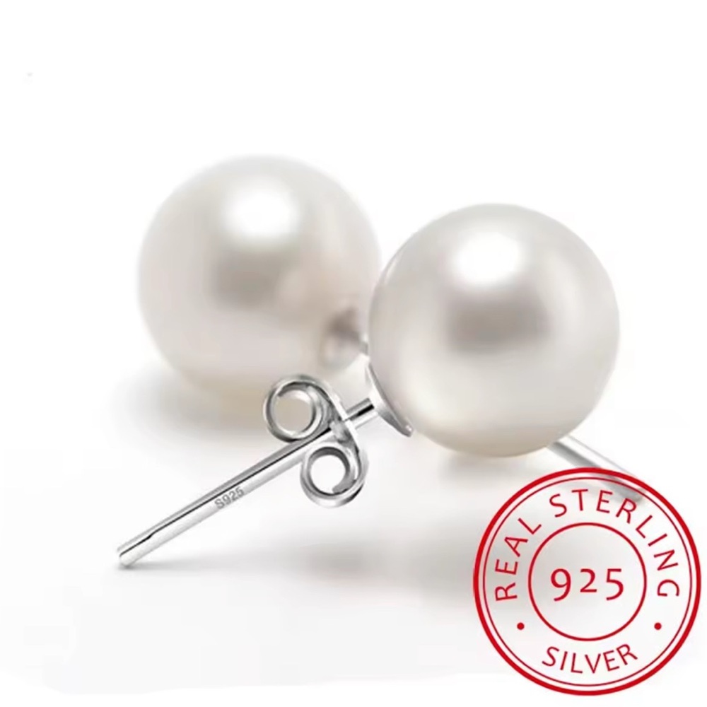 Sterling Silver Pearl Stud Earrings